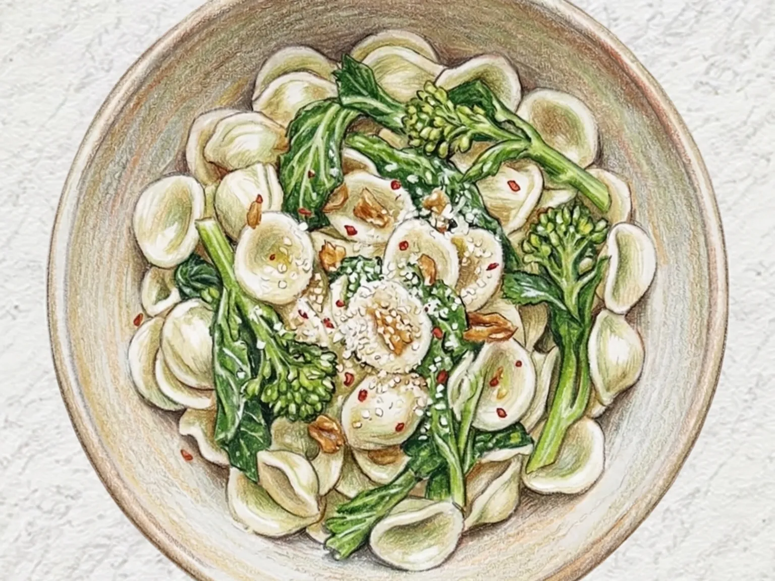 Orecchiette com Brócolis Rabe (Massa italiana com brócolis rabe)