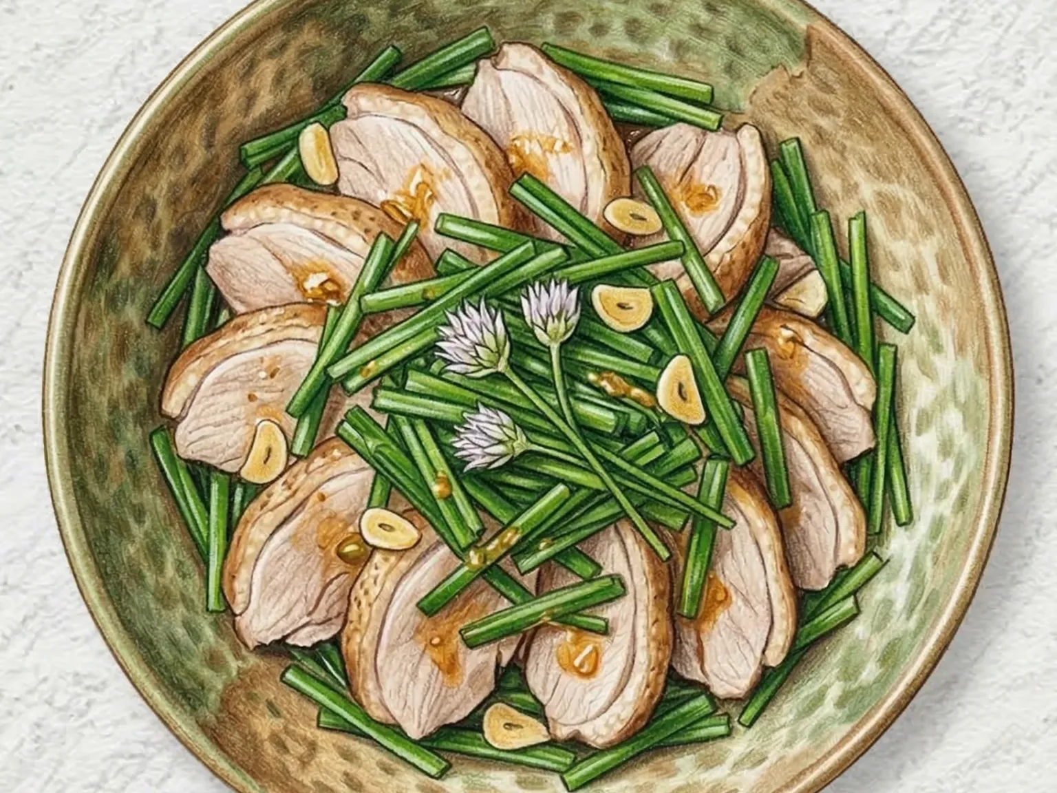 オリ プチュ チム(鴨肉とニラの蒸し煮)