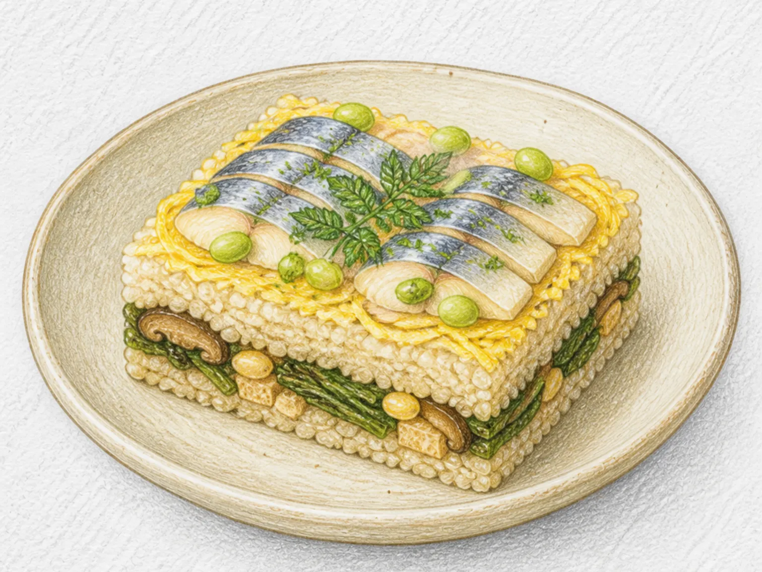 Oshinuki-Zushi (Kagawa Pressed Sushi with Spring Toppings)