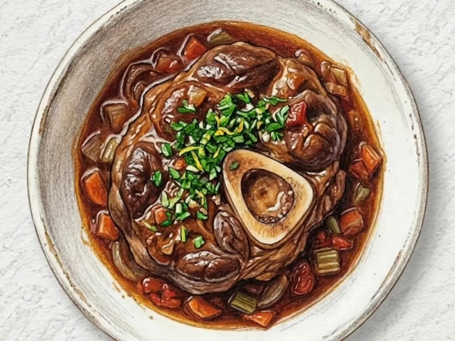 오소 부코 (밀라노식 송아지 정강이 브레이징)