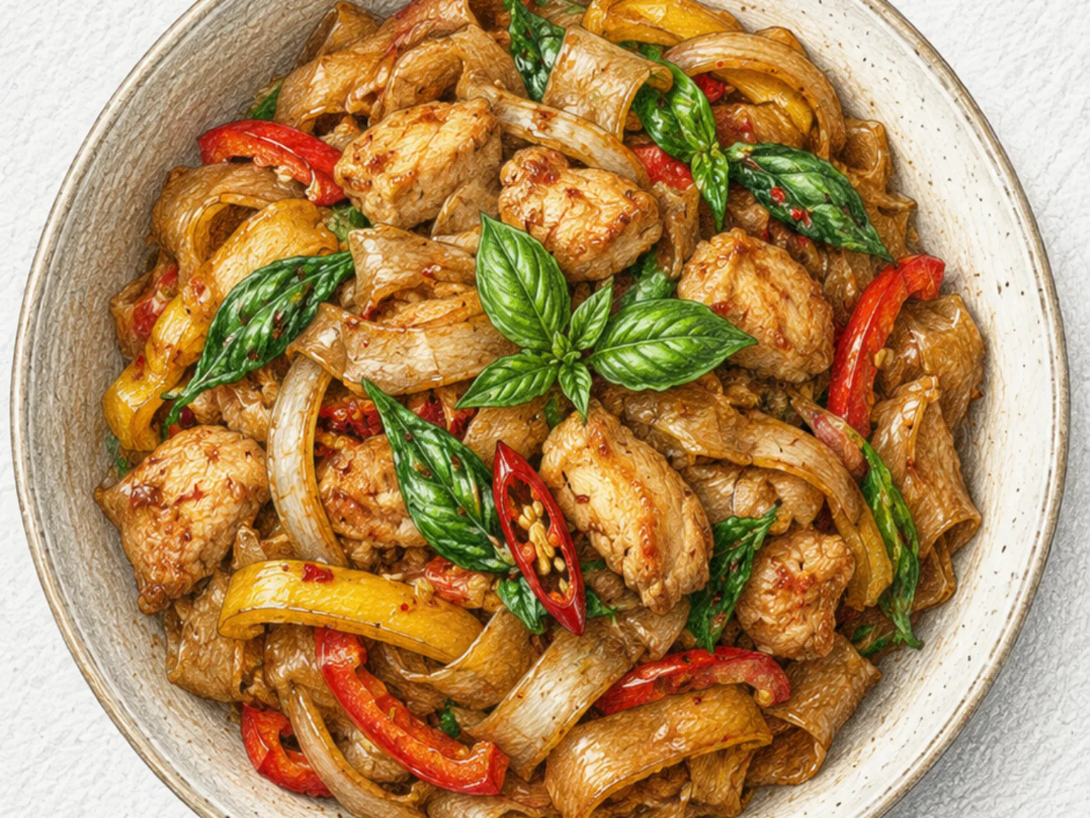 Pad Kee Mao (macarrão bêbado tailandês)