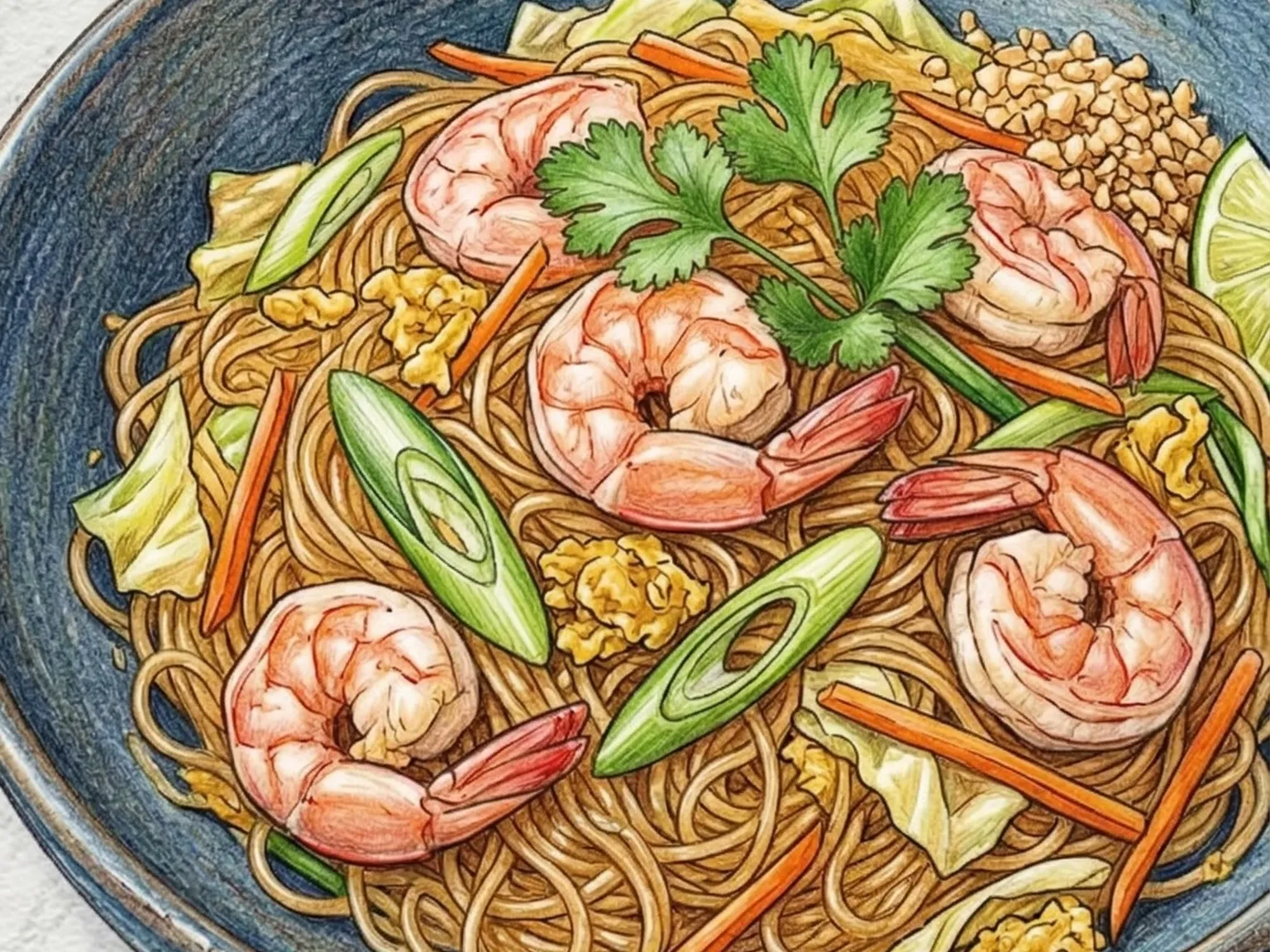 팟운센 (태국식 당면 새우 달걀 볶음면)