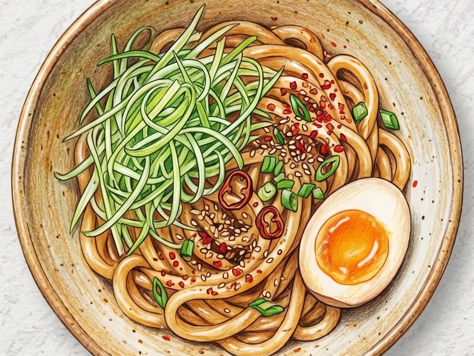 파절이간장비빔우동