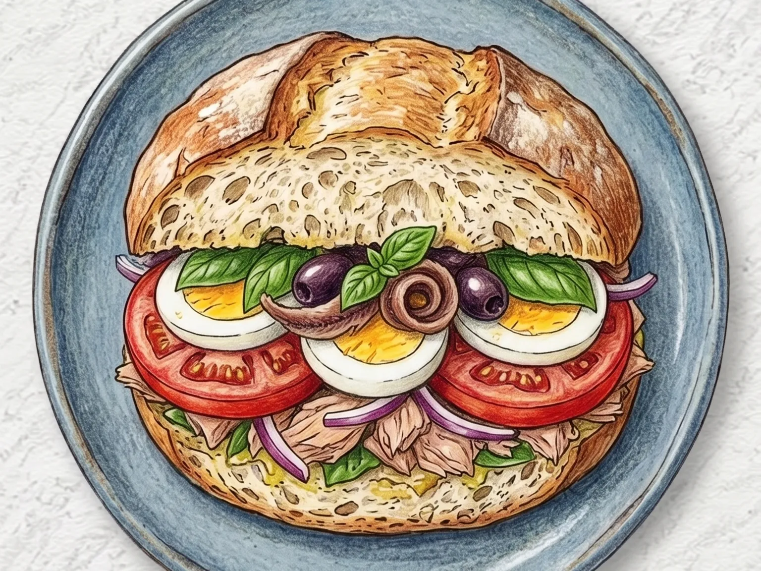 팡 바냐 (니스식 올리브오일 적신 참치 샌드위치)