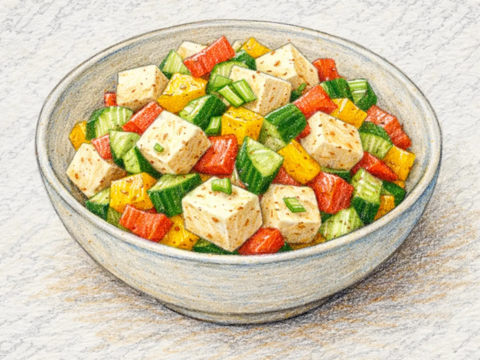 パプリカ豆腐和え(カラフル野菜と豆腐の醤油酢和え)