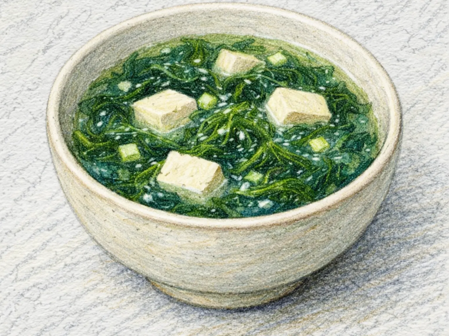 パレグク(アオサと豆腐のスープ)