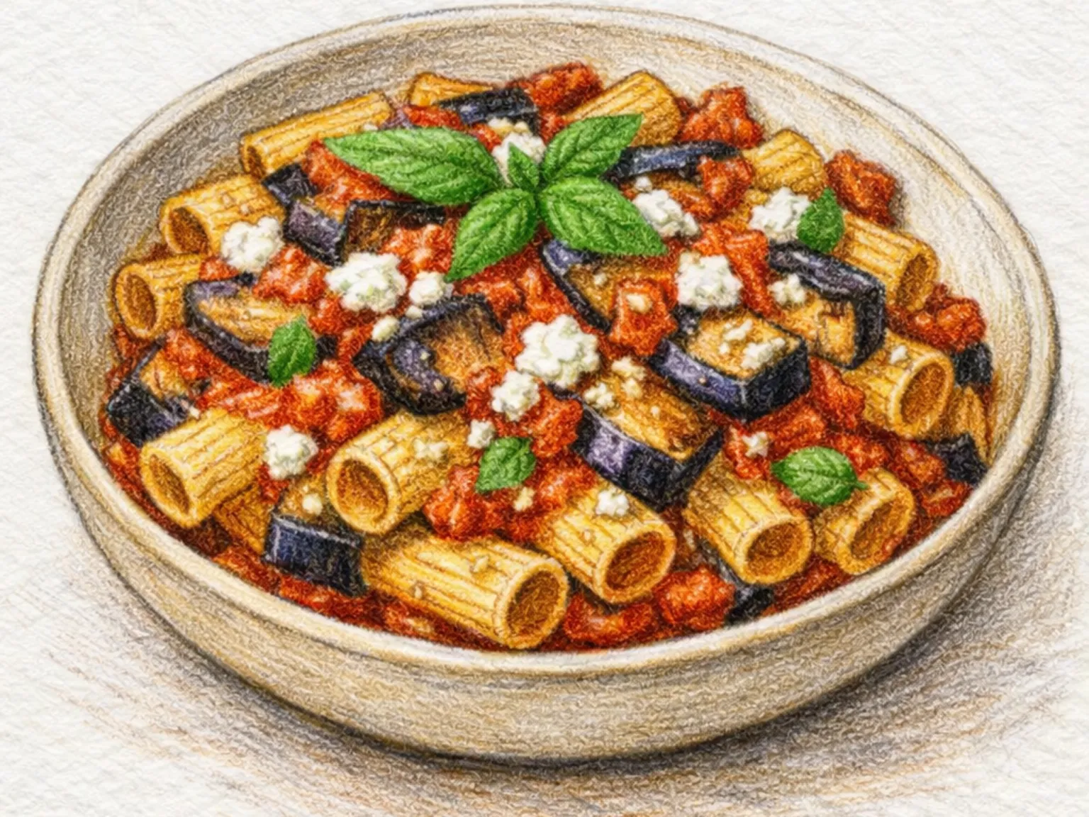Pasta alla Norma (Massa Siciliana com Berinjela Frita e Tomate)