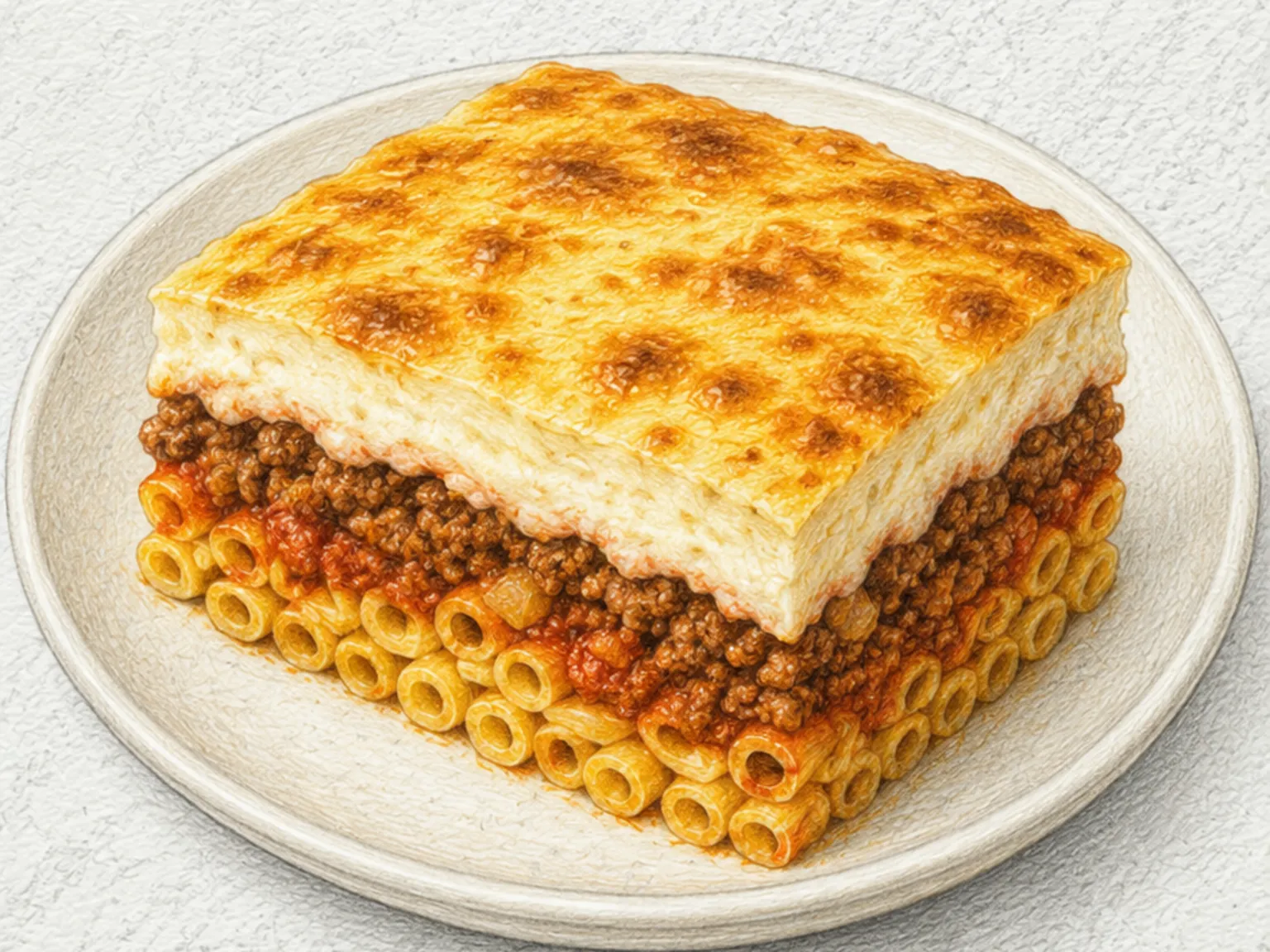 Pastitsio (Macarrão Grego de Forno com Carne, Canela e Bechamel)
