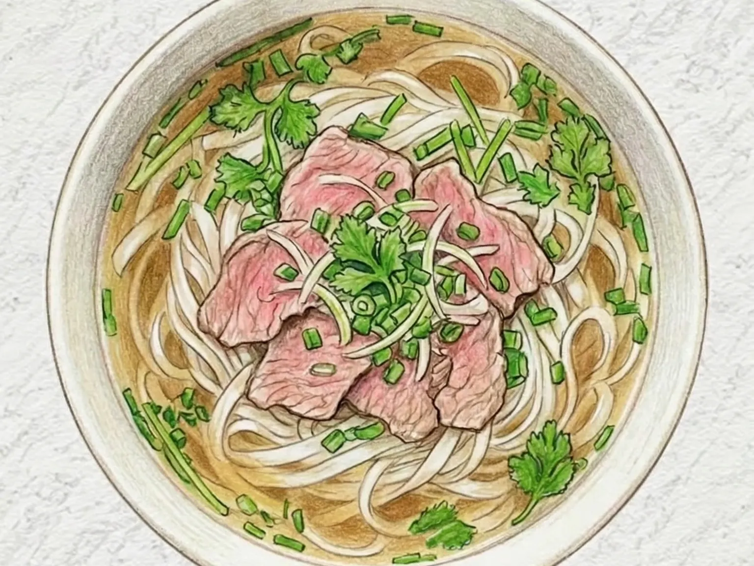 ハノイ式牛肉フォー（ベトナム北部式澄んだ牛肉の米麺スープ）