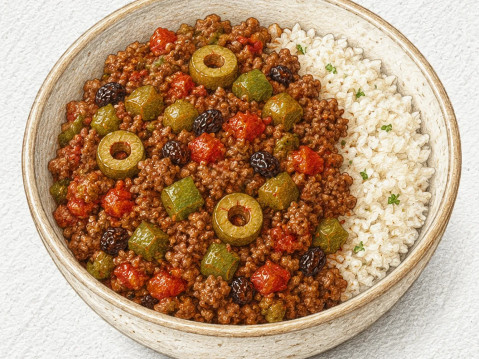 Picadillo Cubano (Carne Moída Cubana com Azeitonas e Uvas Passas)