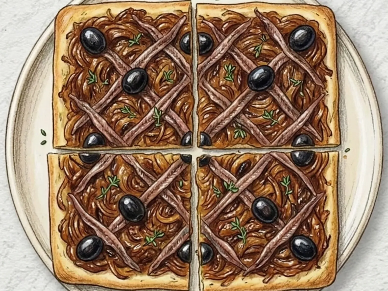 피살라디에르 (프로방스식 캐러멜 양파 앤초비 타르트)