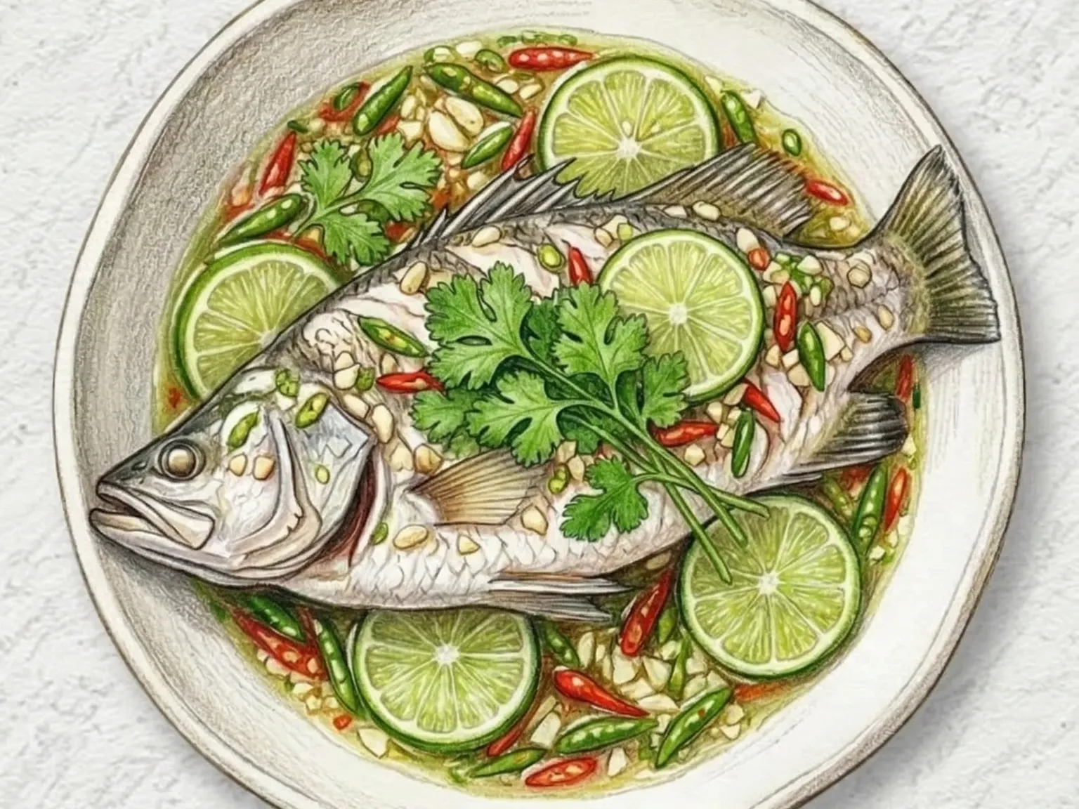 プラー ヌン マナオ(タイ風ライム蒸し魚)