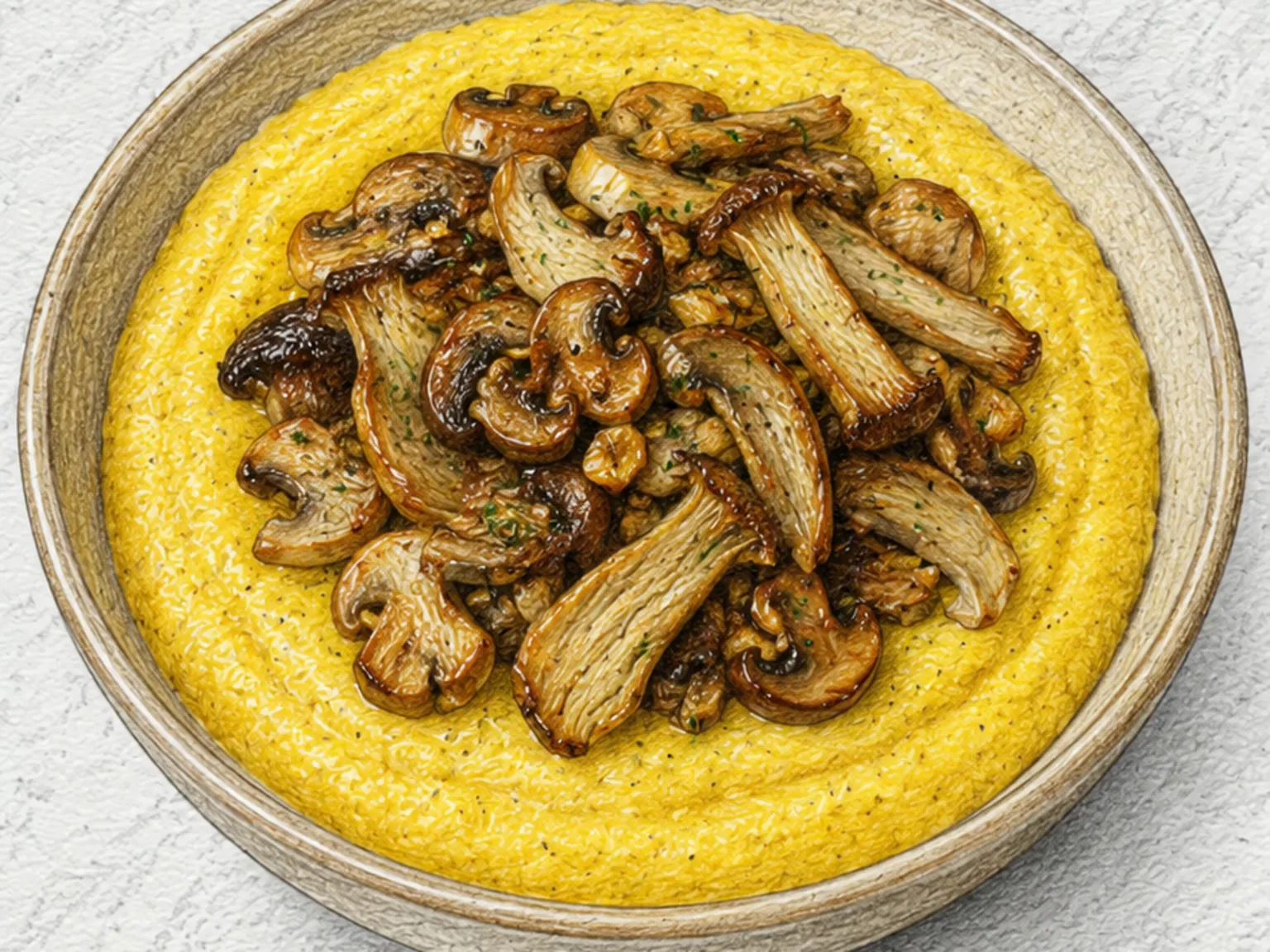 폴렌타 콘 푼기 (이탈리아식 크리미 옥수수 죽과 버섯)