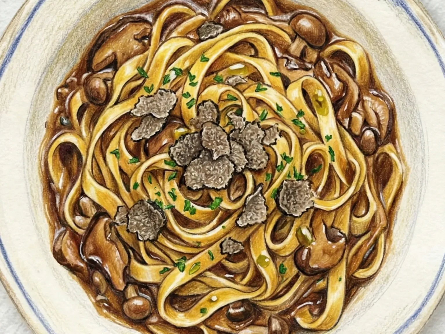 Porcini Truffle Mushroom Tagliatelle (tagliatelle con setas porcini y trufa)