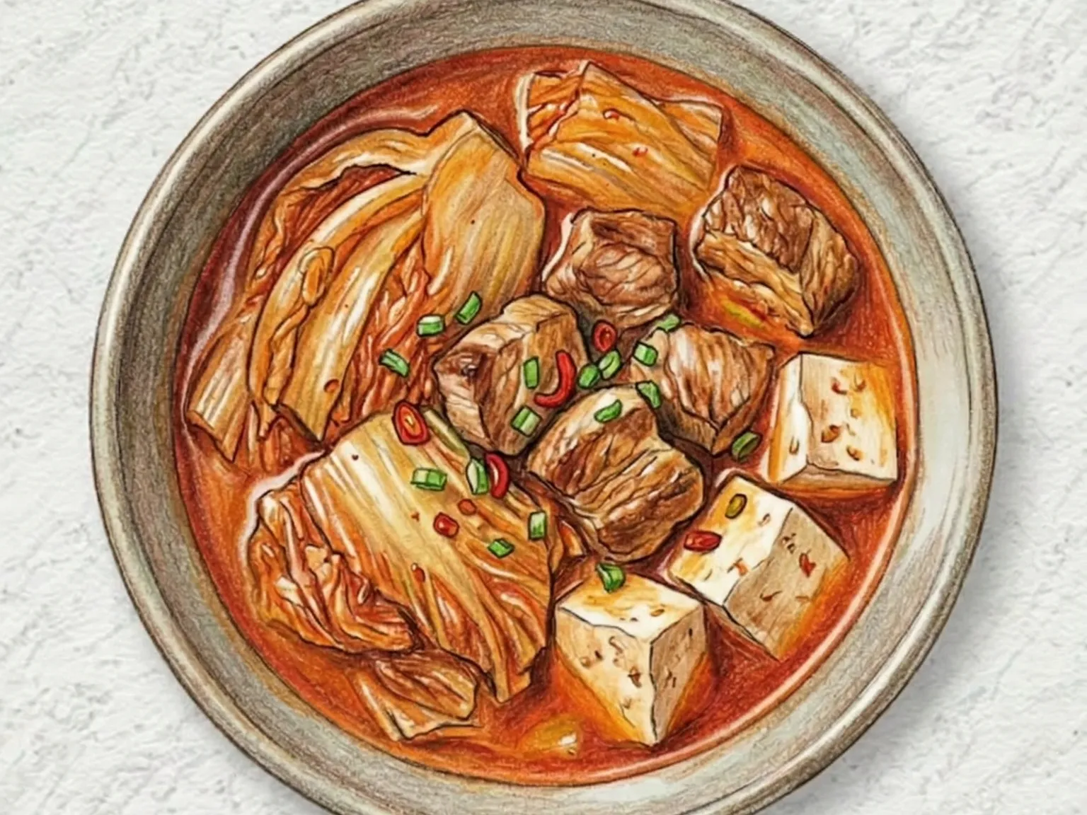 Dwaeji Kimchi Jjigae (ensopado coreano de kimchi com carne de porco)