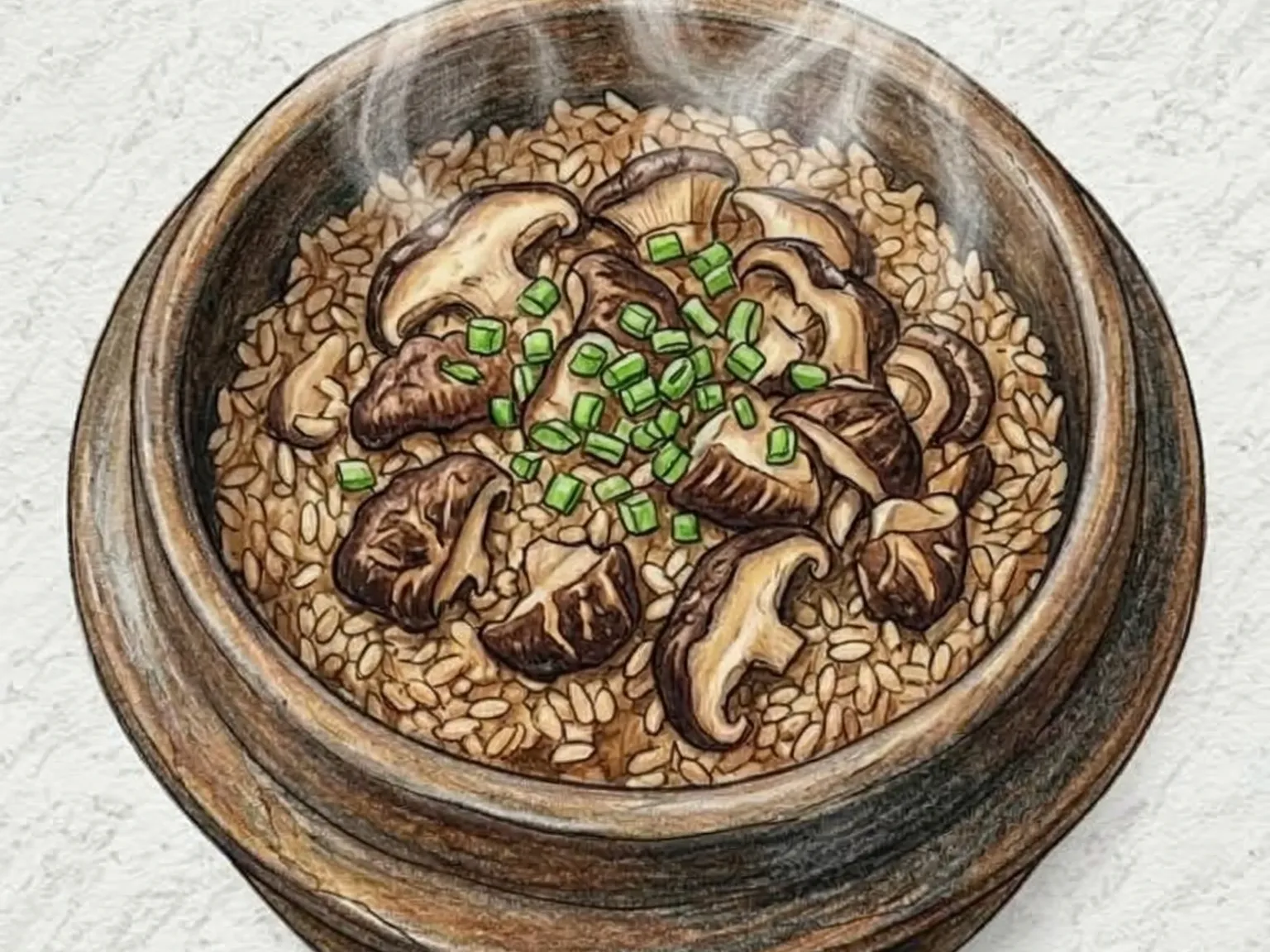 Pyogo-beoseot-bap (arroz con setas shiitake coreano)