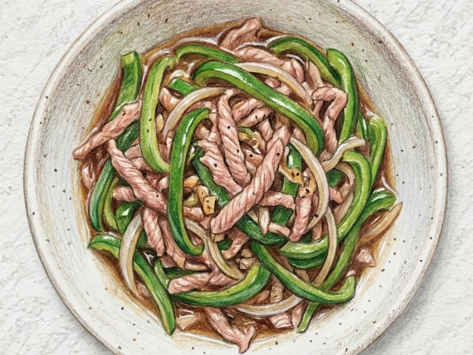 칭자오로우쓰 (피망 돼지고기 채 볶음)