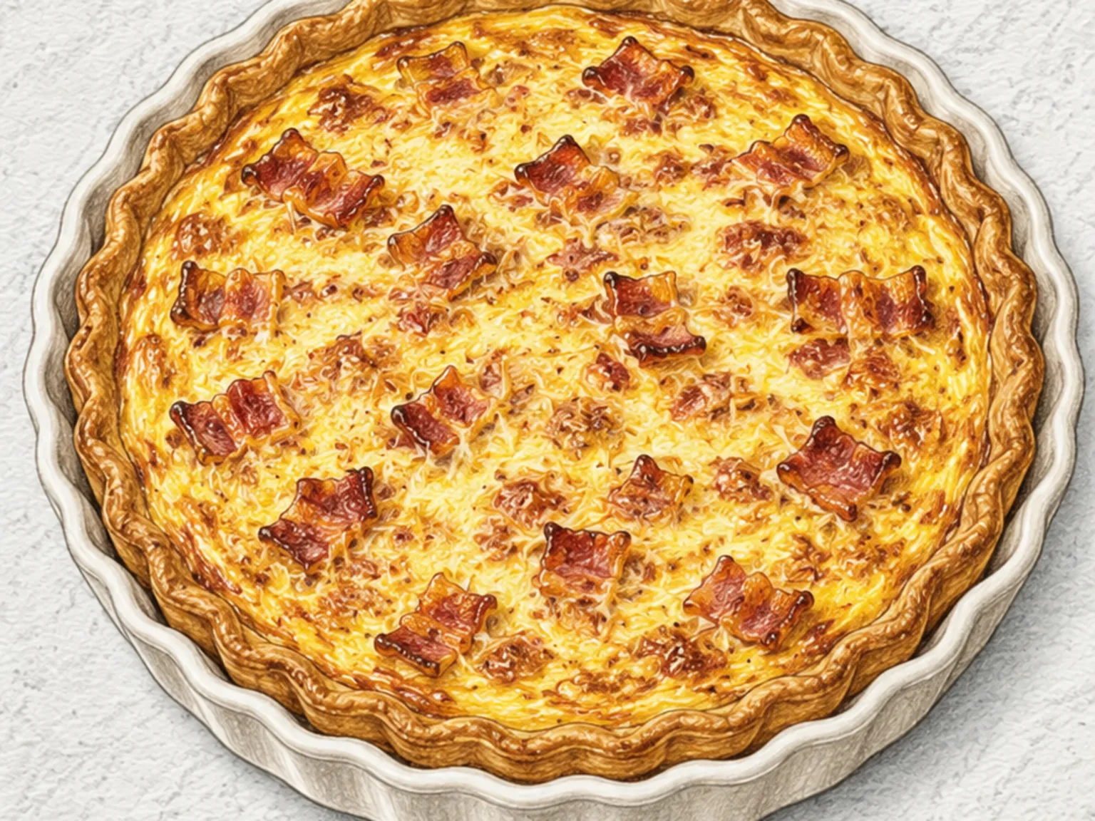 Quiche Lorraine (torta salgada francesa de bacon e queijo)