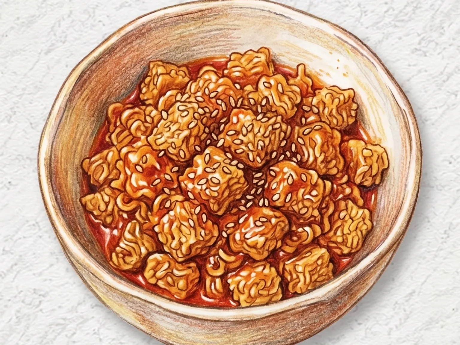 Ramyeon-ttang (aperitivo de ramen crujiente dulce y picante)