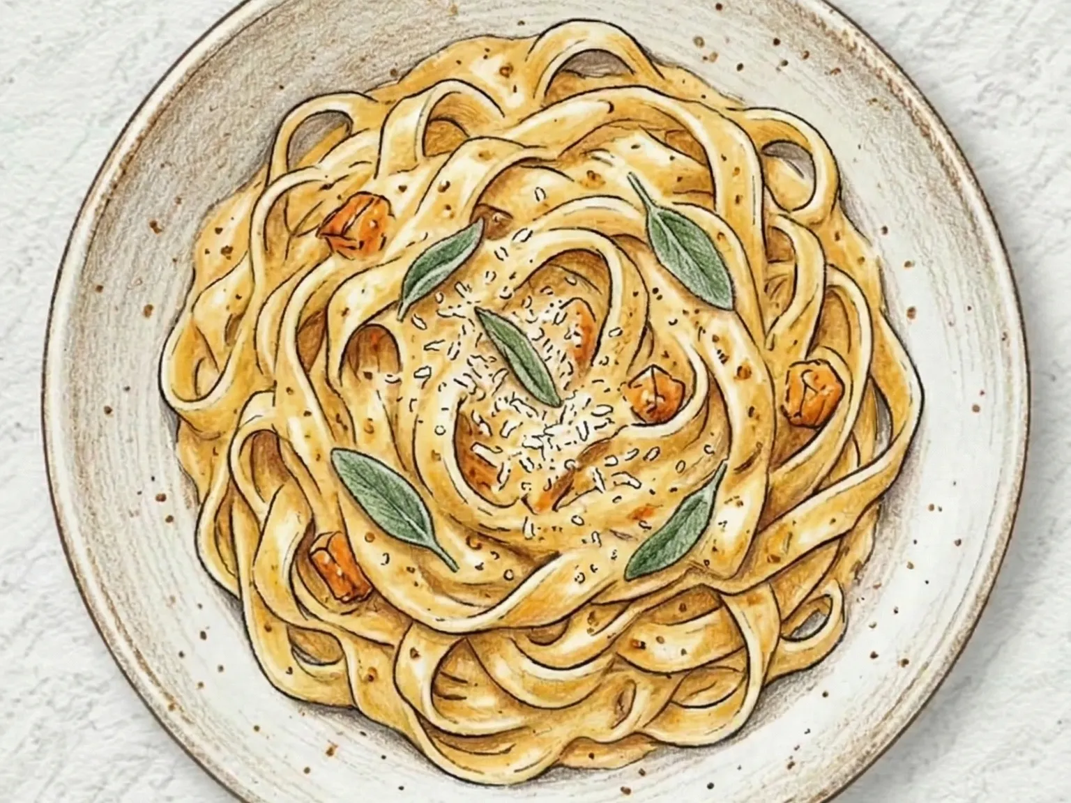 Fettuccine Alfredo de Calabaza Rostizada