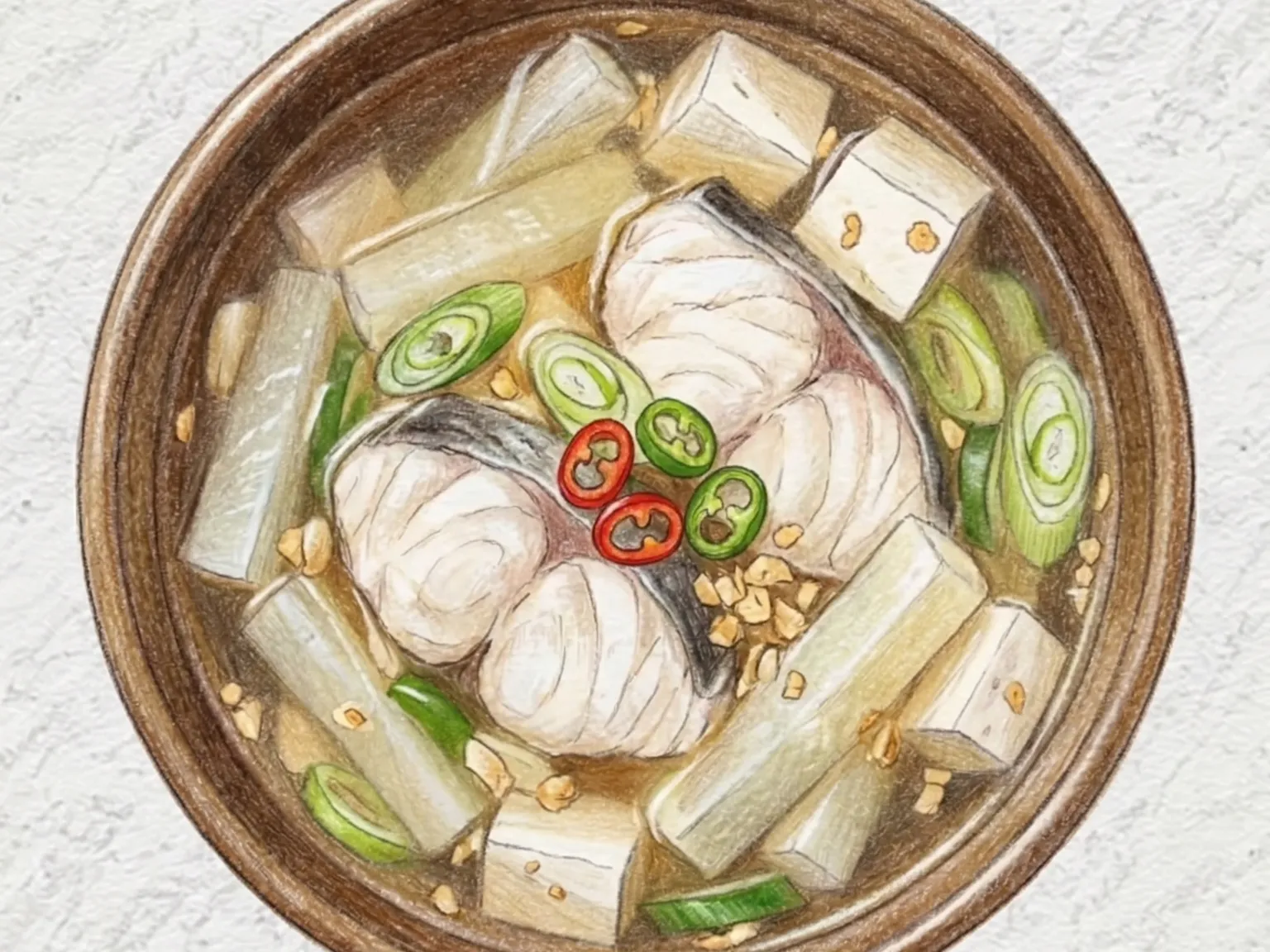 センソングク(白身魚と大根の澄んだスープ)