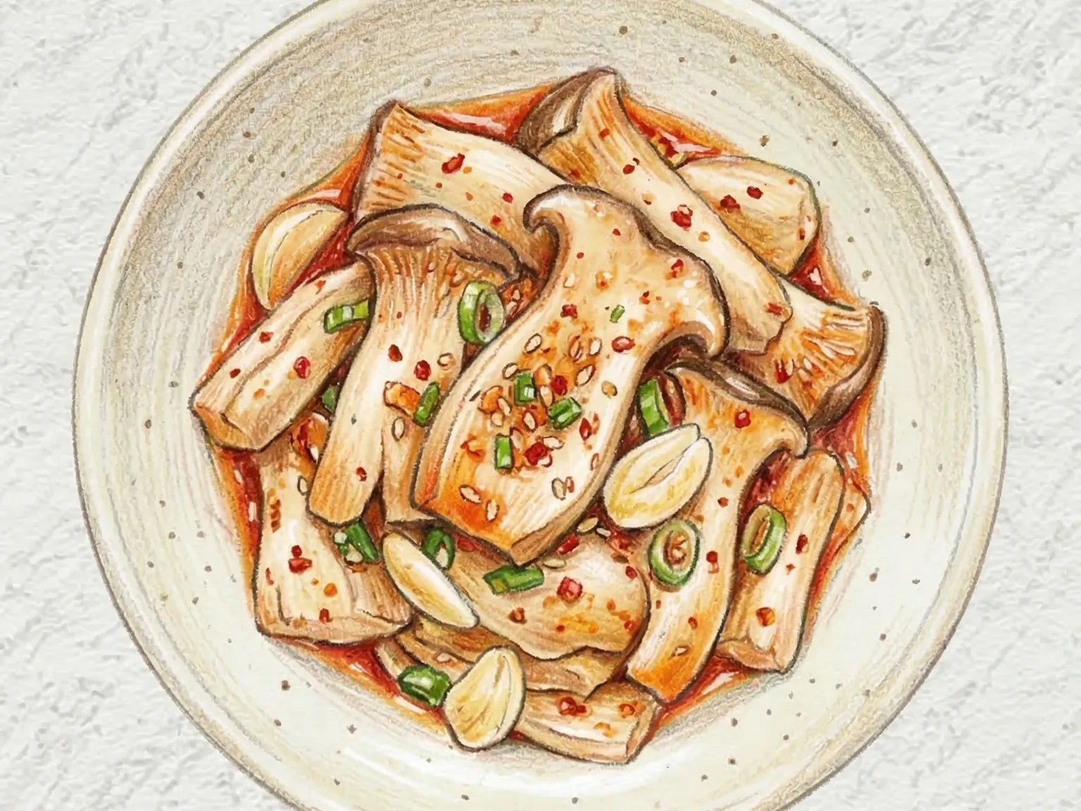 エリンギの和え物(蒸しエリンギの甘酸っぱ辛和え)