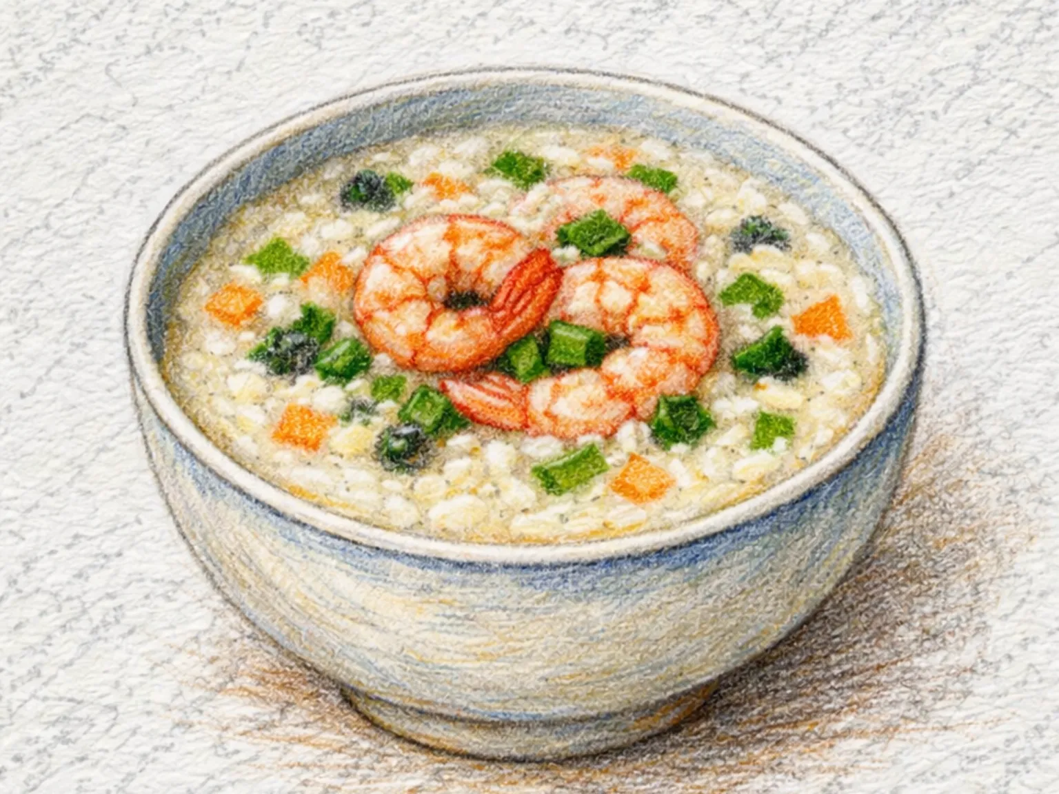 Saeu-juk (gachas de arroz coreanas con camarones)