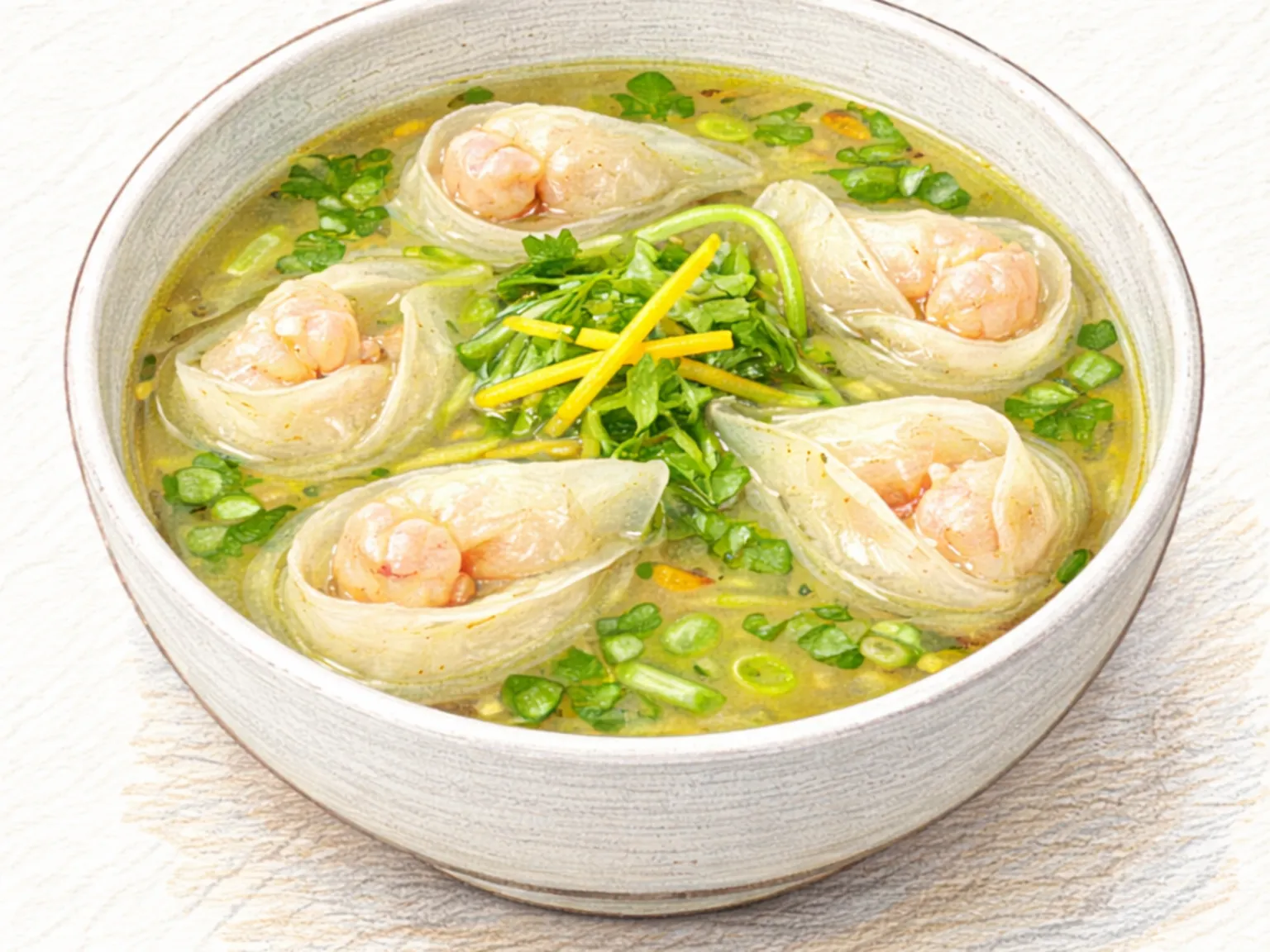 Saeu-mulmandu-broth (Sopa de mulmandu de camarones coreana)