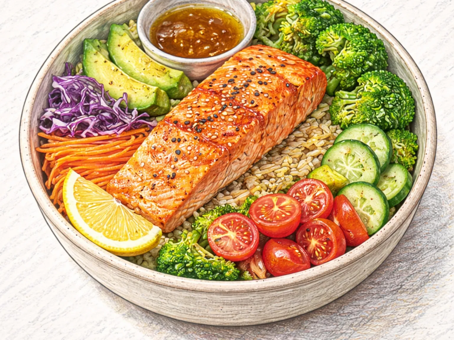 Power Bowl de Salmón y Arroz Integral