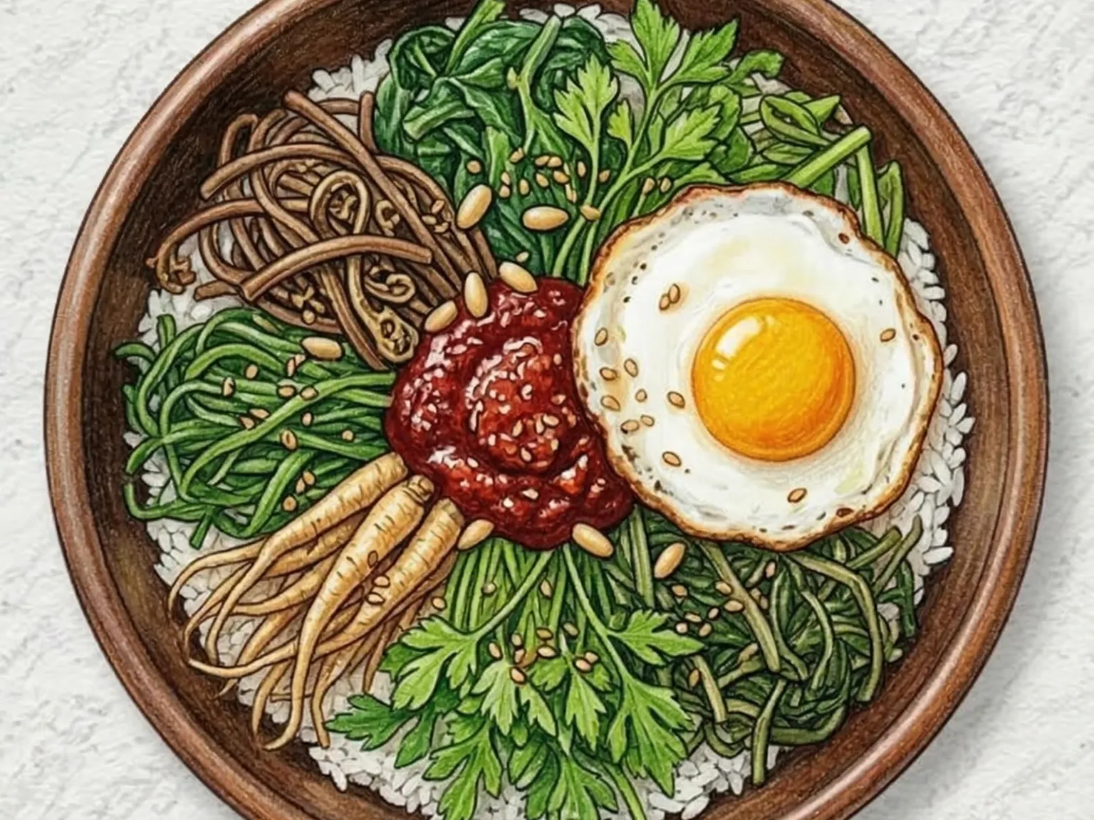 サンチェビビンバプ(山菜ビビンバ)