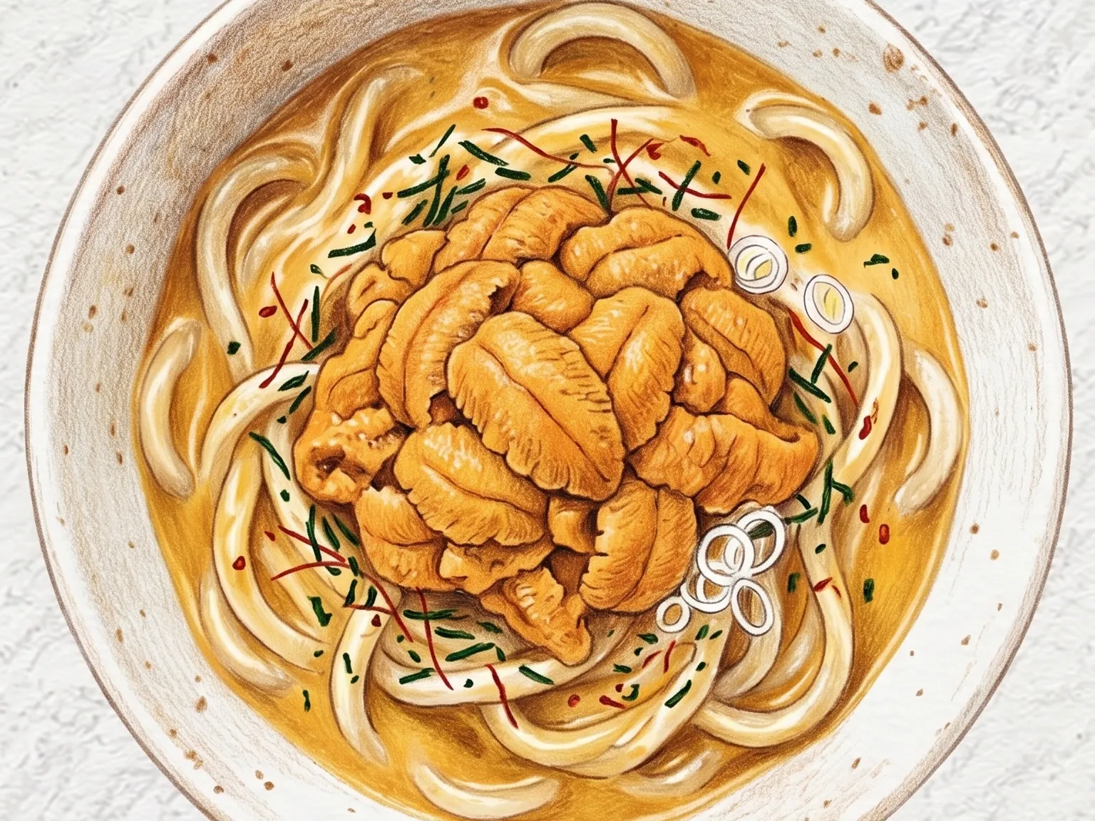 Uni Cream Udon (Udon cremoso com rico ouriço-do-mar)