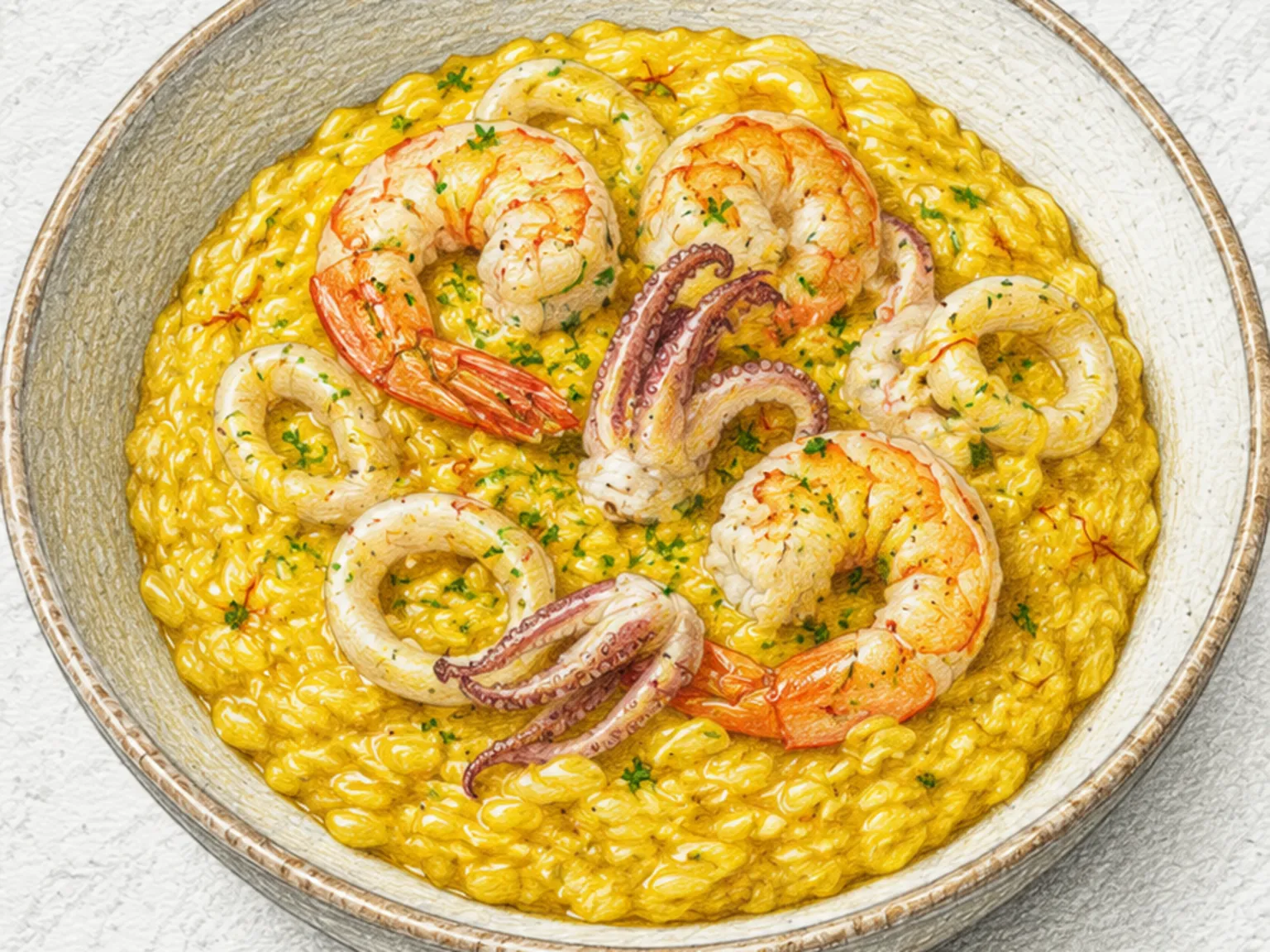 Risoto de Frutos do Mar com Açafrão (Seafood Saffron Risotto)