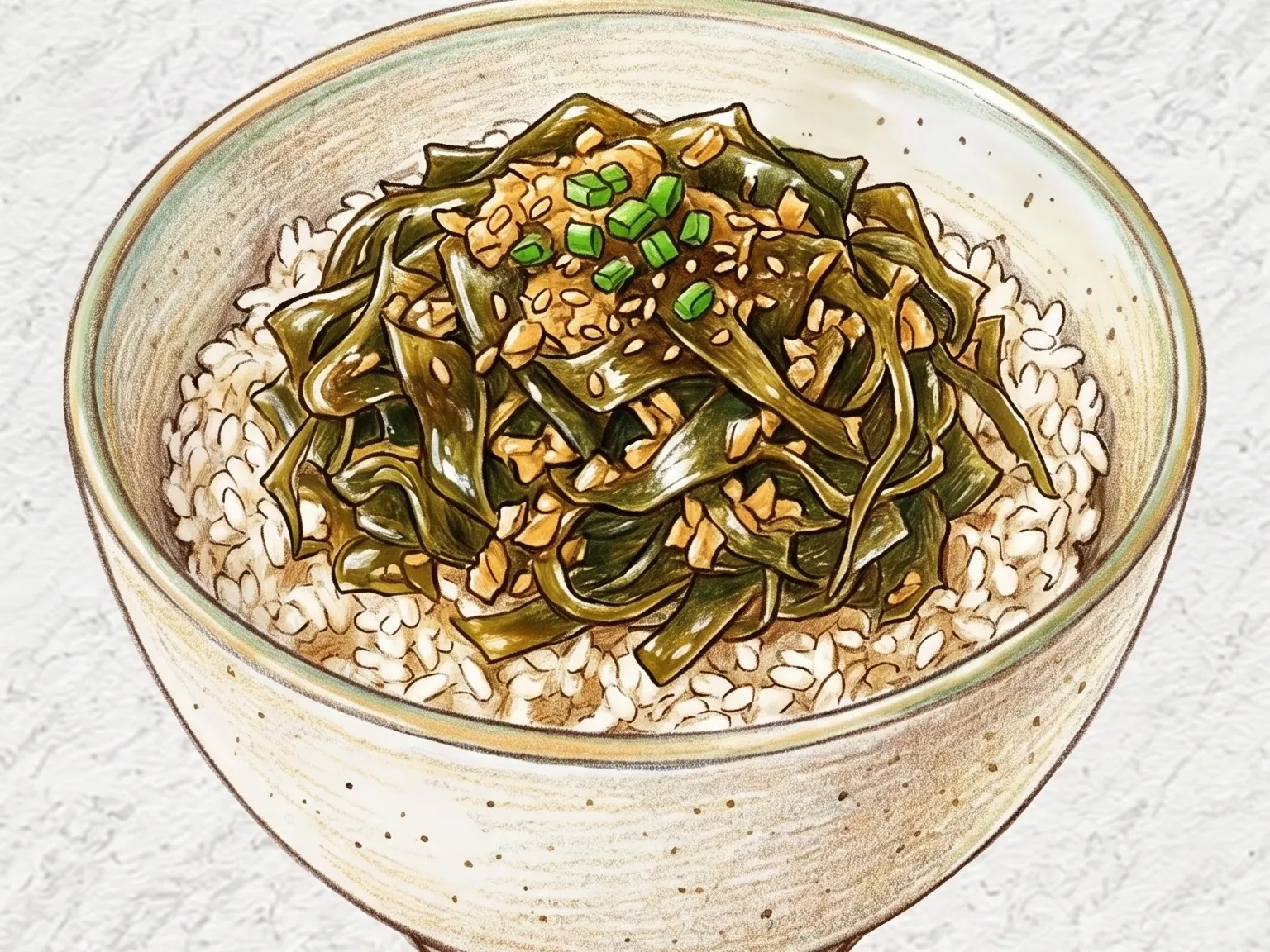 김나물덮밥 (미역 참기름 간장 볶음 덮밥)