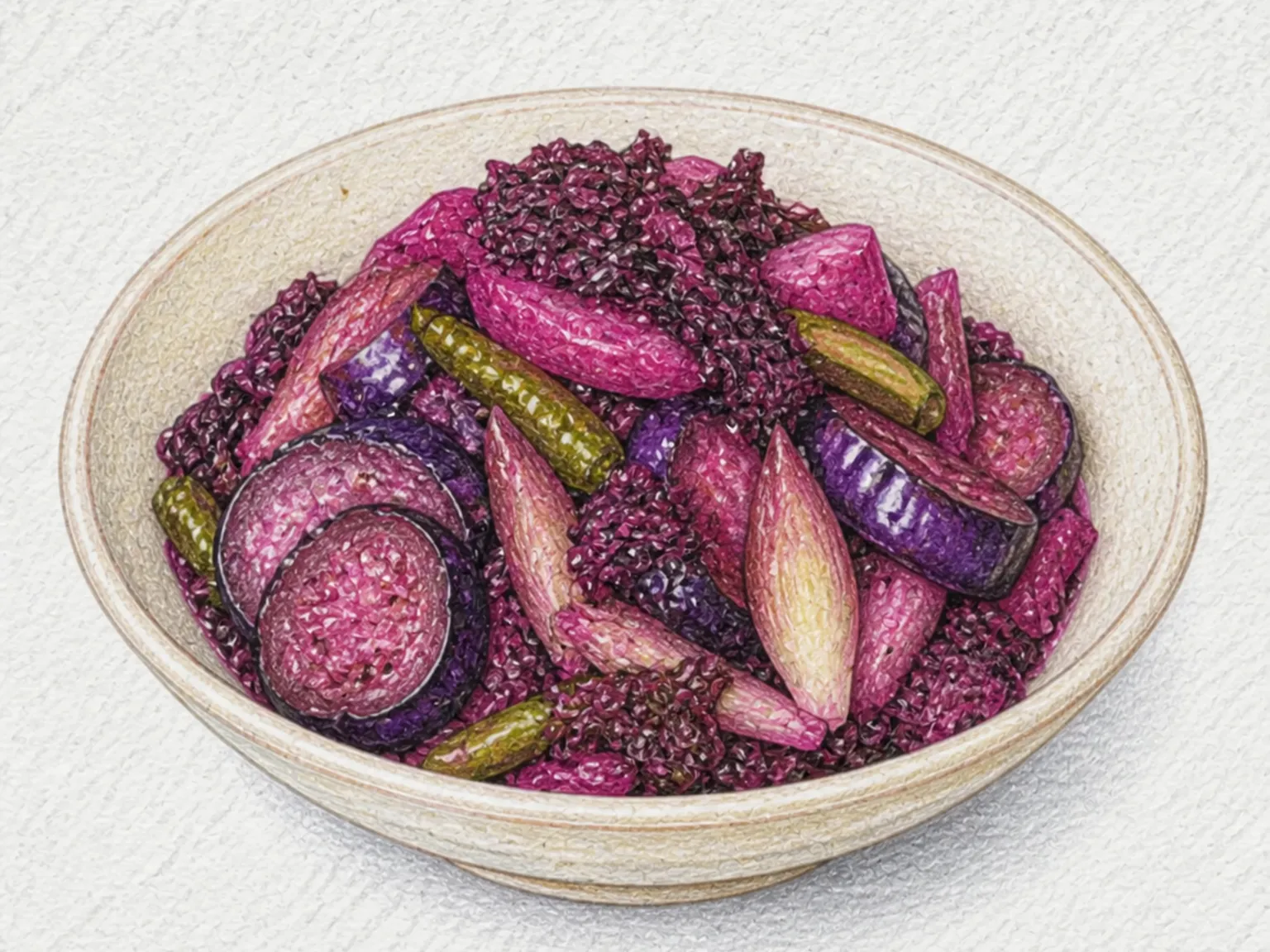 Shibazuke (Eggplant and Red Shiso Fermented Pickle)