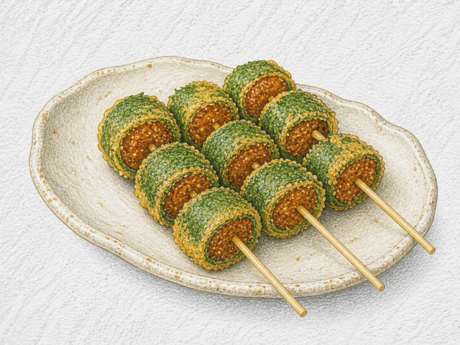 Shiso Maki with Walnut Miso Filling