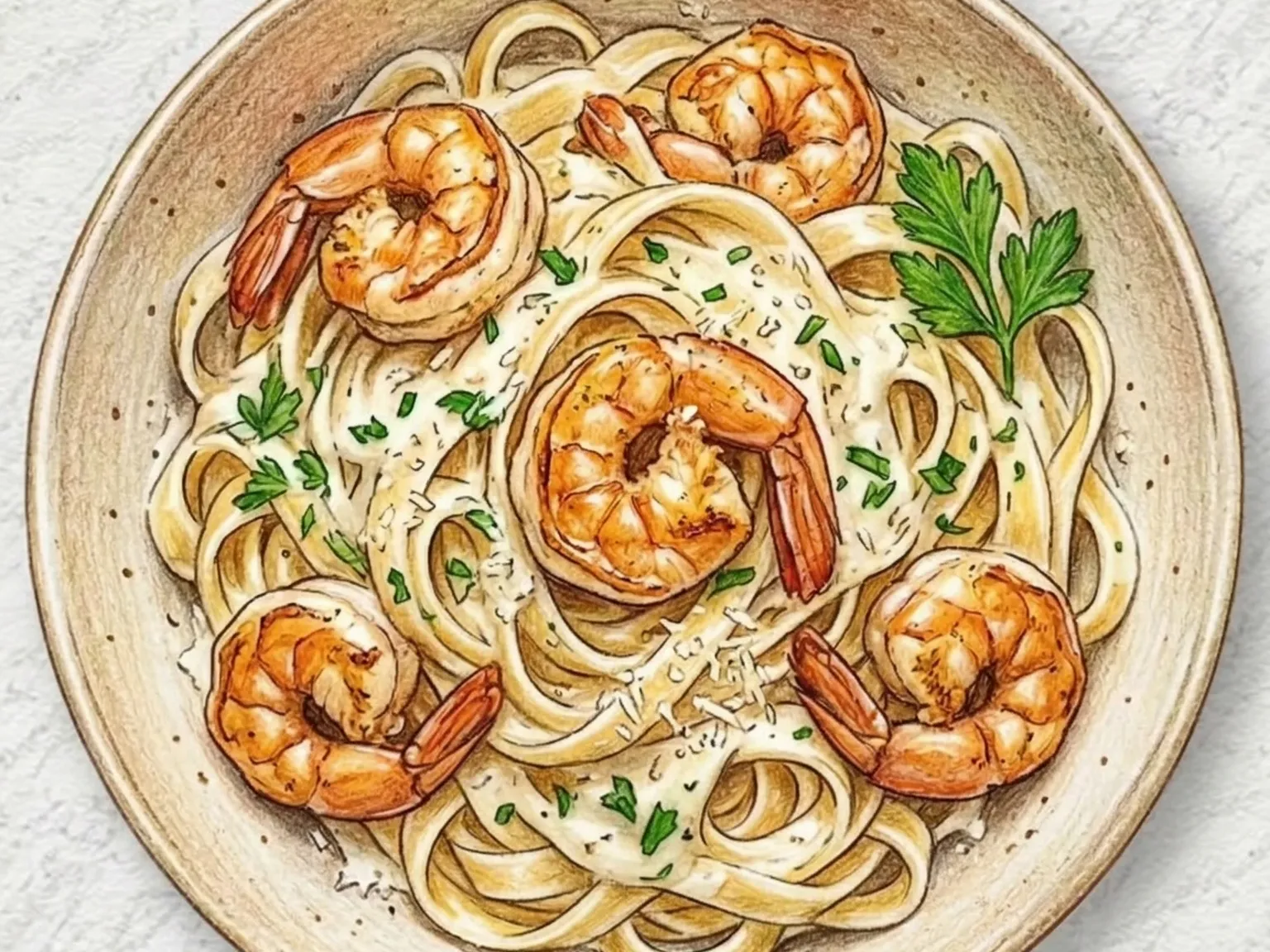 Shrimp Alfredo Pasta (pasta Alfredo con camarones)