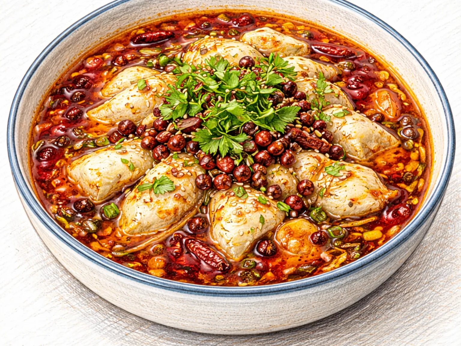 Shui Zhu Yu (pescado escalfado de Sichuan en caldo de aceite de chile picante)