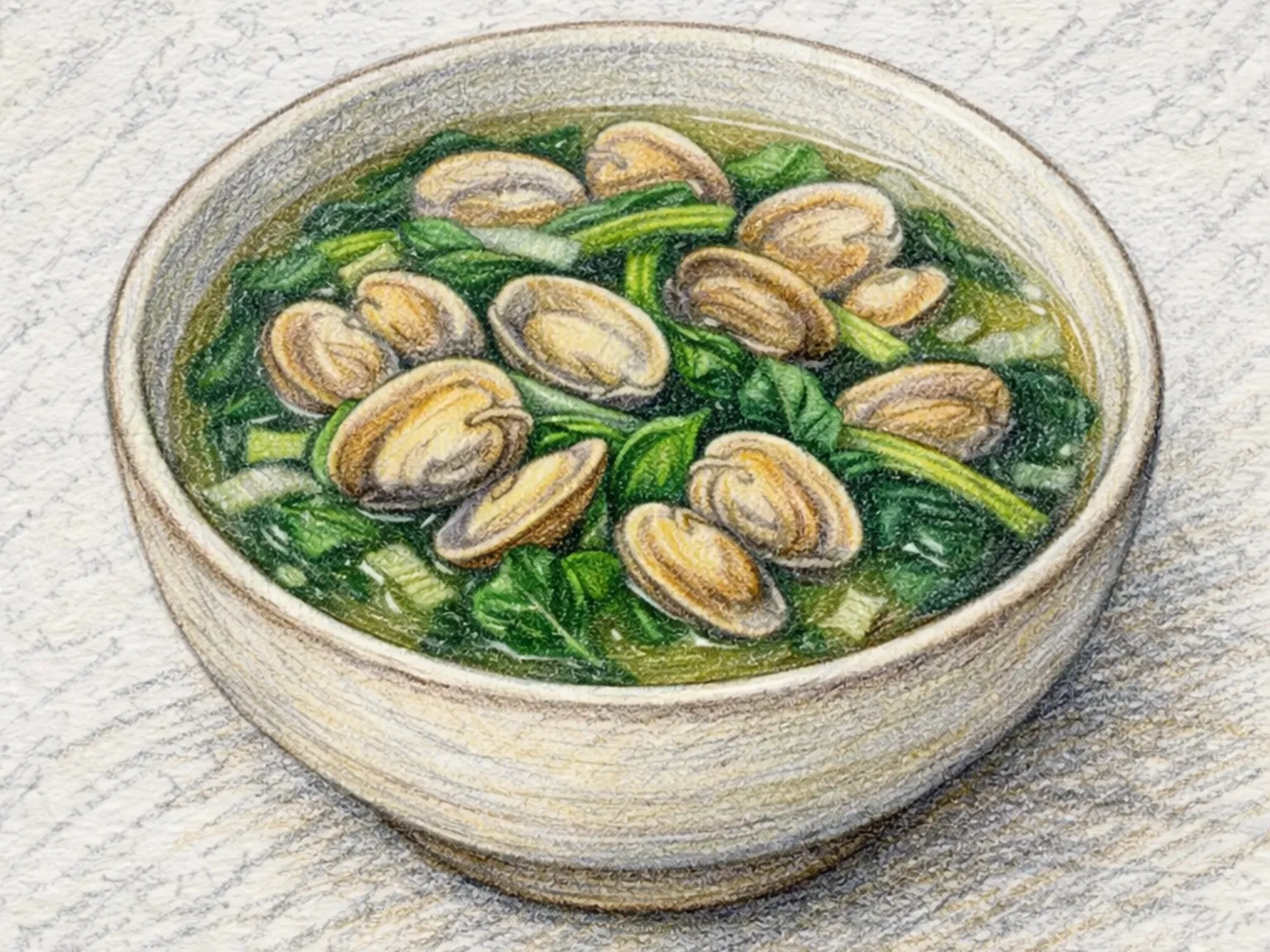 シグムチ・バジラッグク（ほうれん草とアサリのスープ）