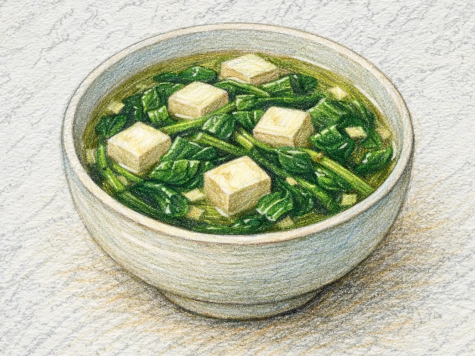Sigeumchi Dubu Guk (sopa de espinafre com tofu coreana)