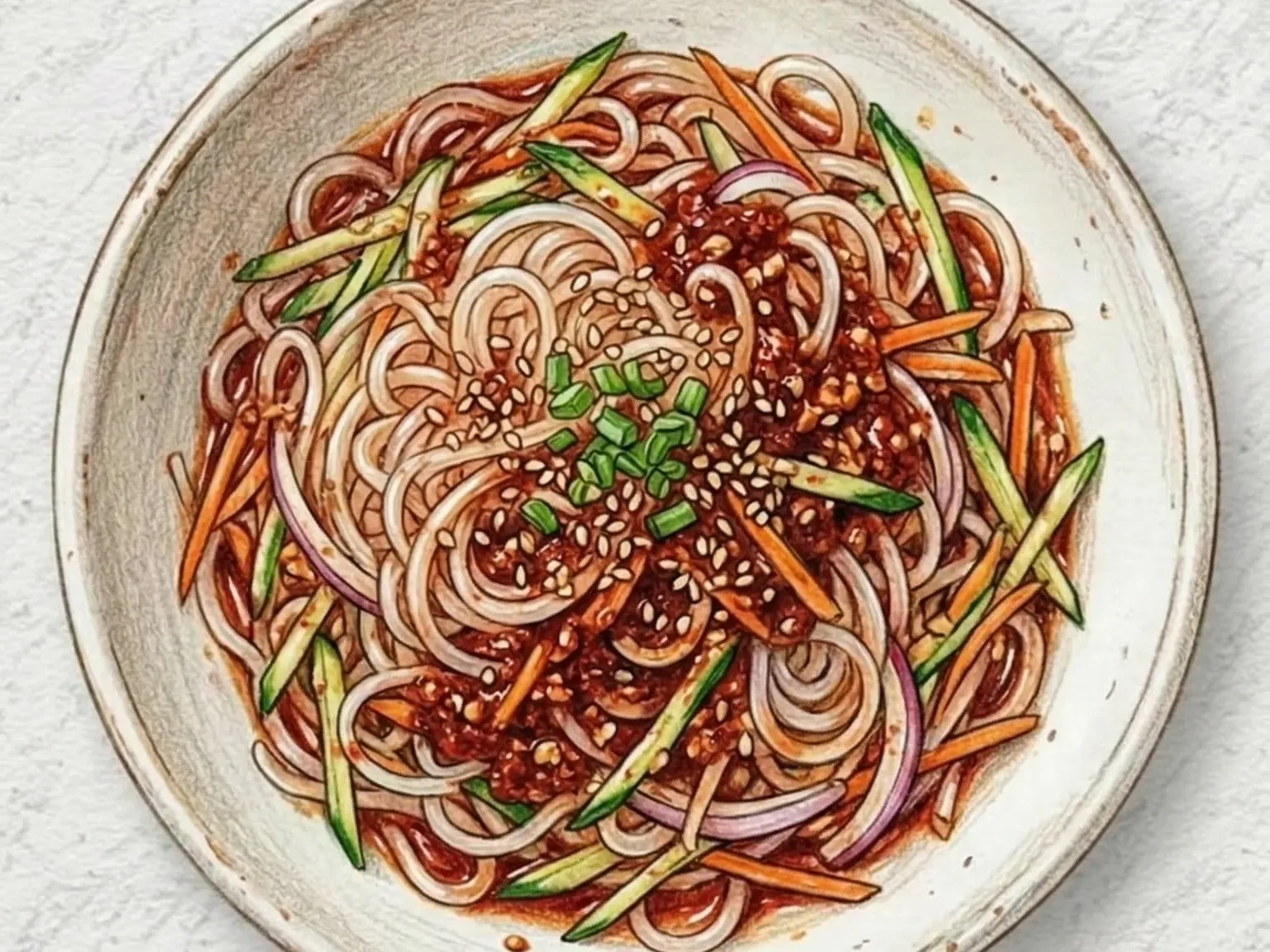 糸こんにゃくのピリ辛和え(コチュジャン酢こんにゃく野菜和え)