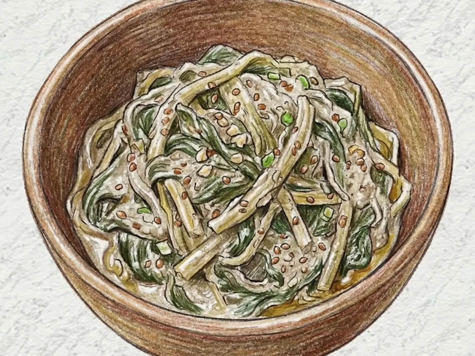 シレギドゥルッケポックム（干し大根葉のえごま炒め）