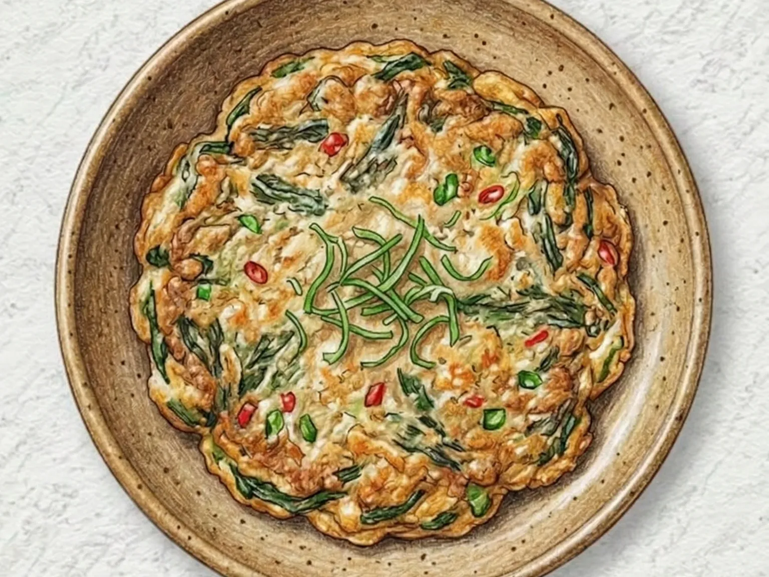 Siraegi-doenjang-jeon (Pancake coreano de hojas de rábano secas y pasta de soja)