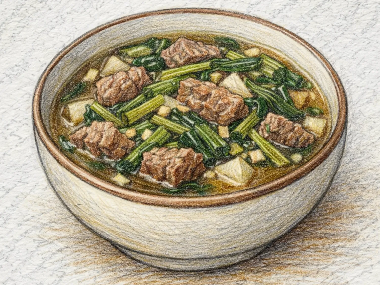 Siraegi Soegogi Guk (sopa de hojas de rábano secas y ternera coreana)