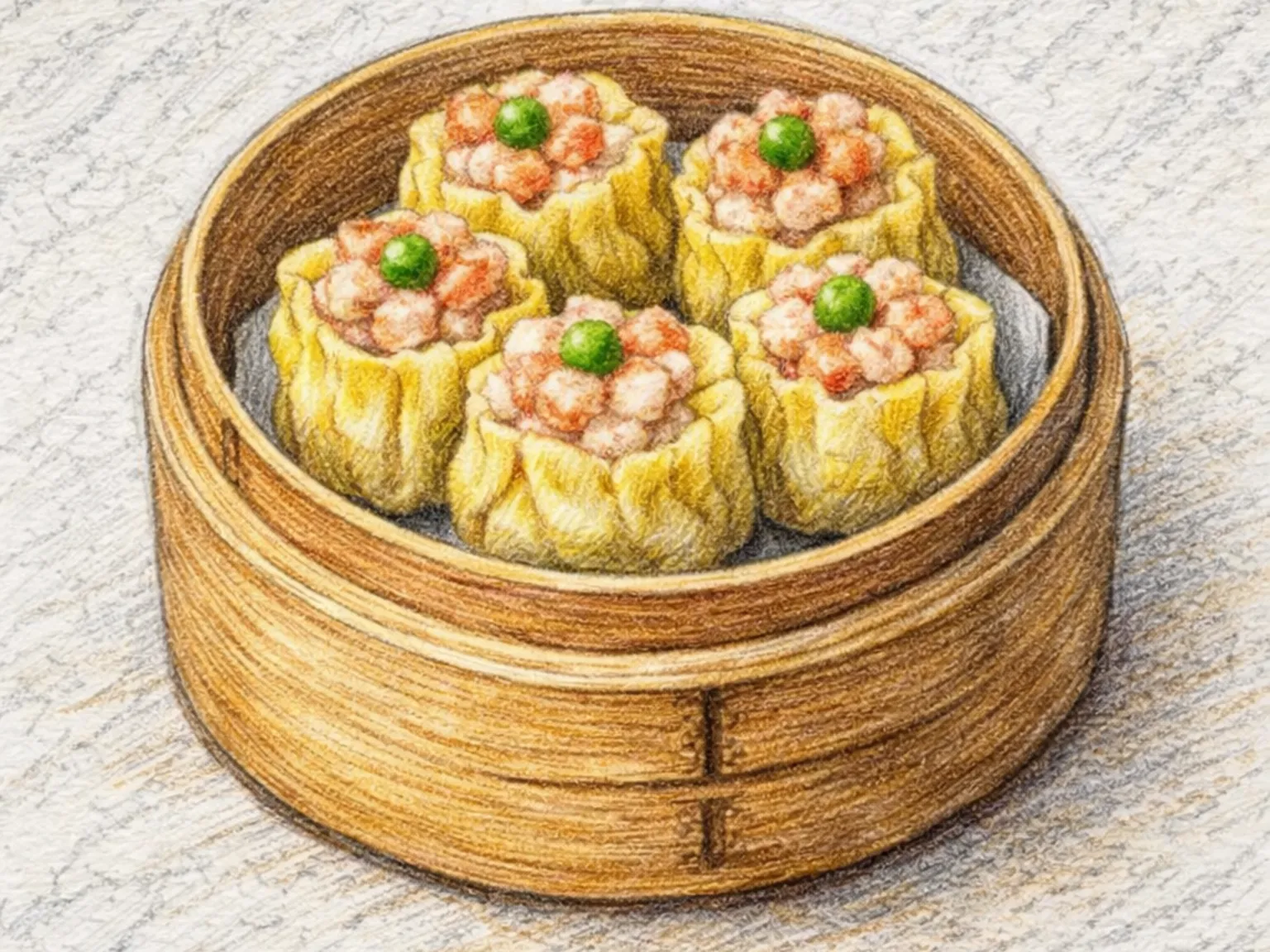 焼売（シュウマイ）（広東式開口豚肉エビ蒸し餃子）