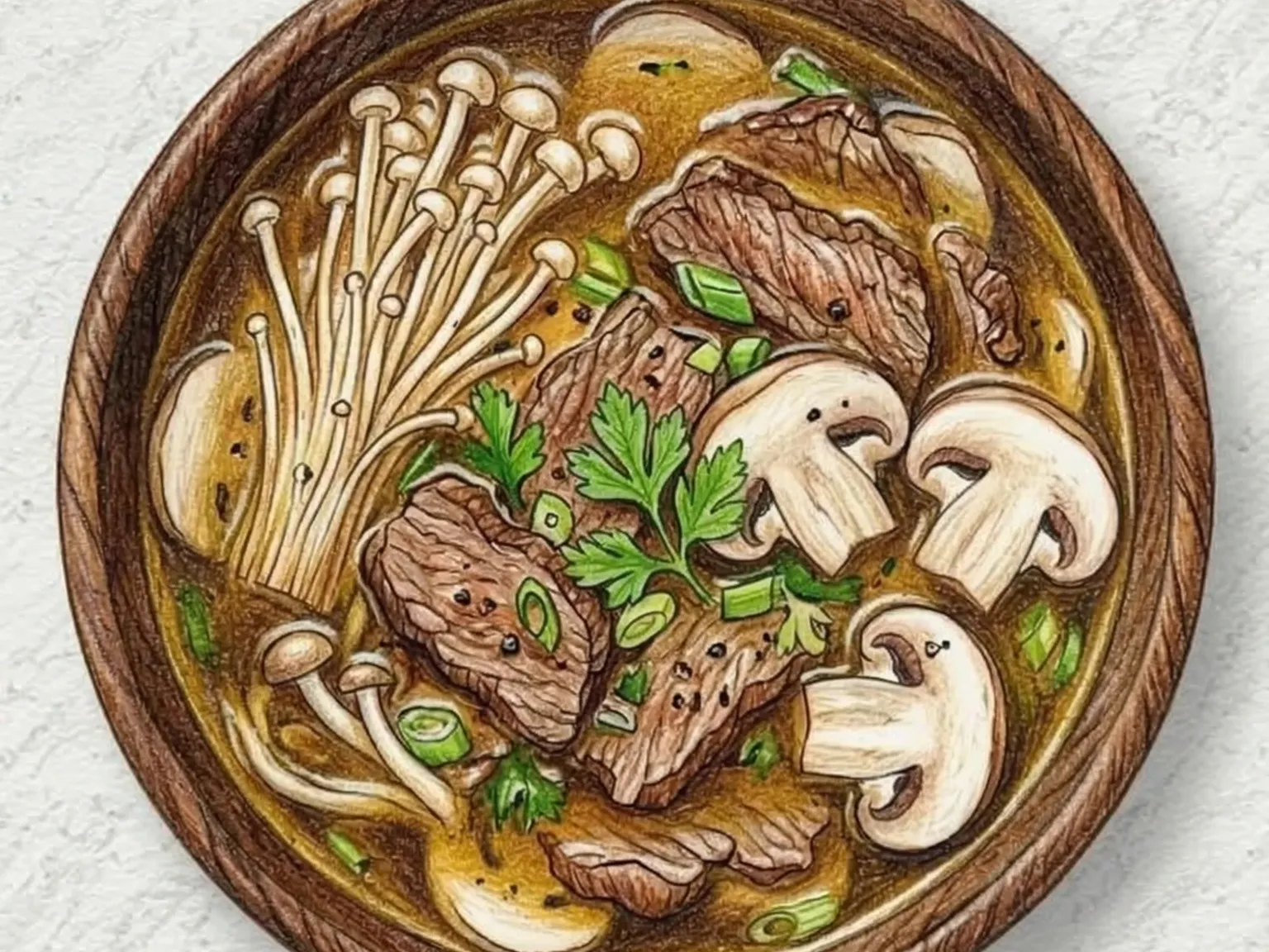 ソゴギ・ポソッグク（牛肉ときのこのスープ）