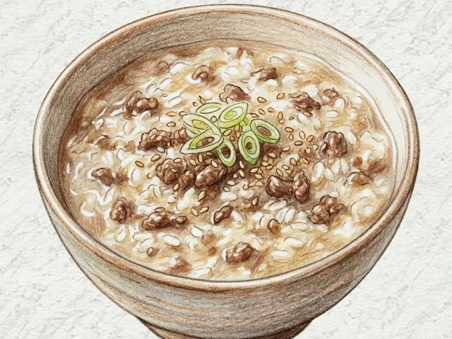 Sogogi-juk (gachas de arroz coreanas con ternera y aceite de sésamo)