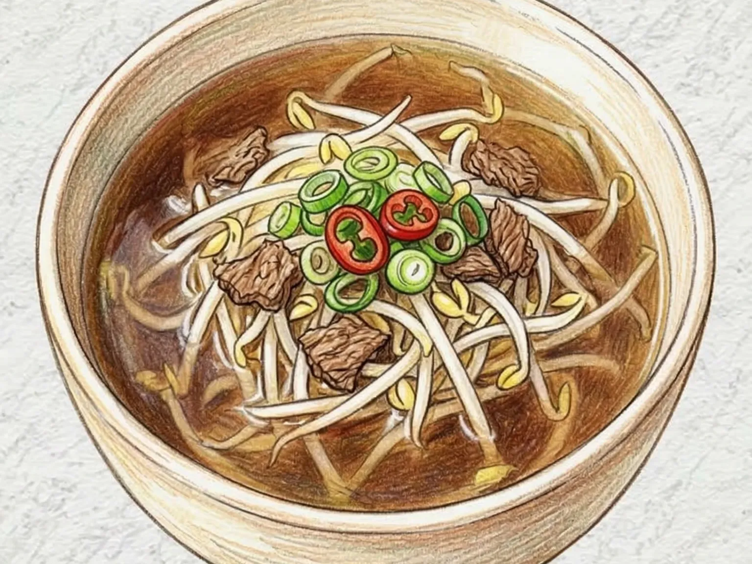 ソゴギ・スクジュグク（牛肉ともやしのスープ）