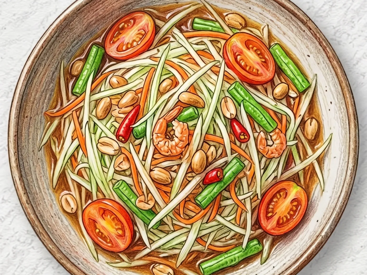 쏨땀 타이 (태국식 green papaya 샐러드)