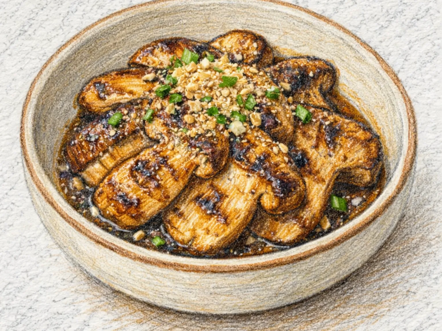 Songhwa Beoseot Deulkkae Gui (setas de pino a la parrilla con perilla coreanas)