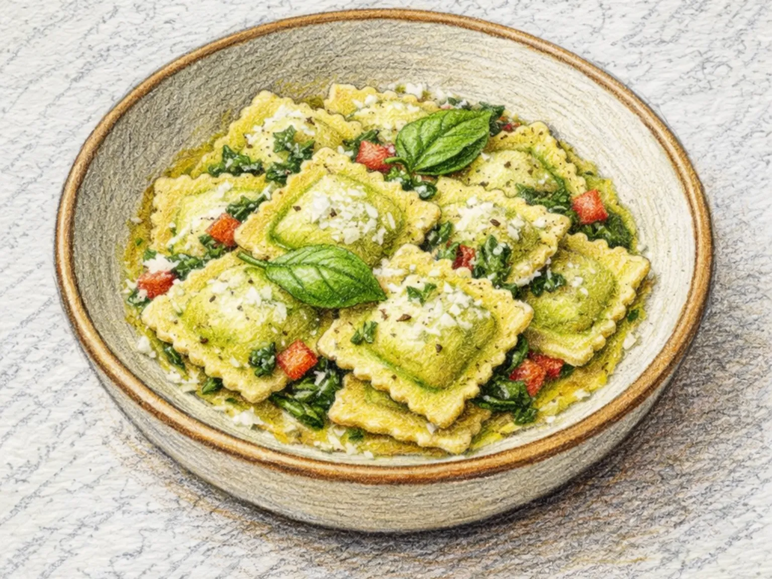 Ravioli de Espinafre e Ricota